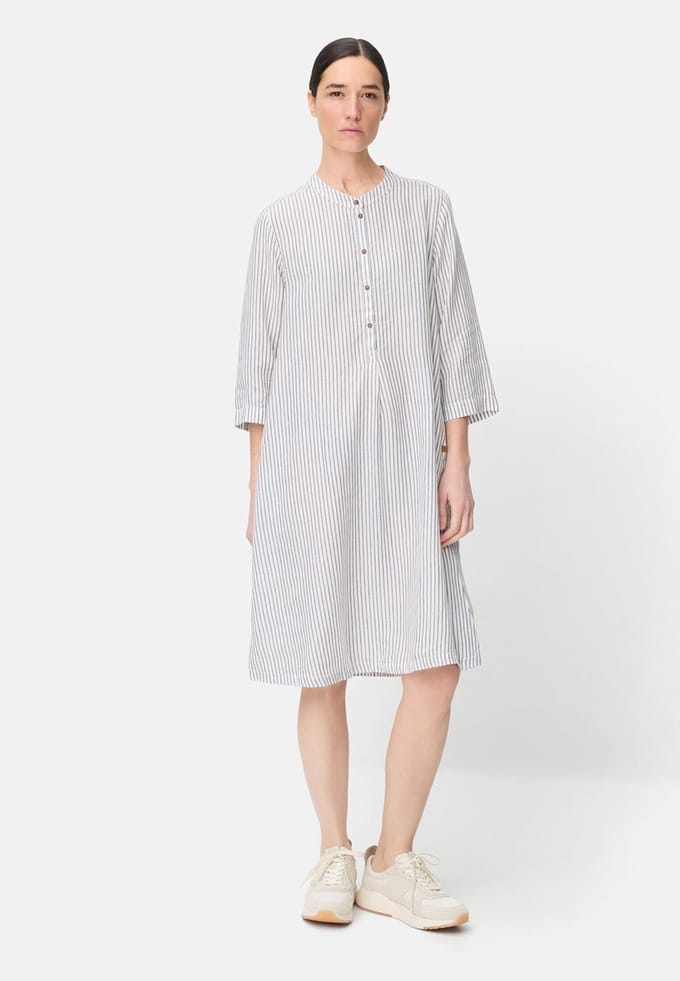 camel active Gestreepte jurk met knoopsluiting - Maat womenswear-M - Oceaanblauw