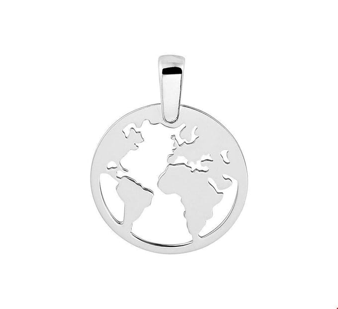 Zilver Gerhodineerde Hanger wereldbol 1329627