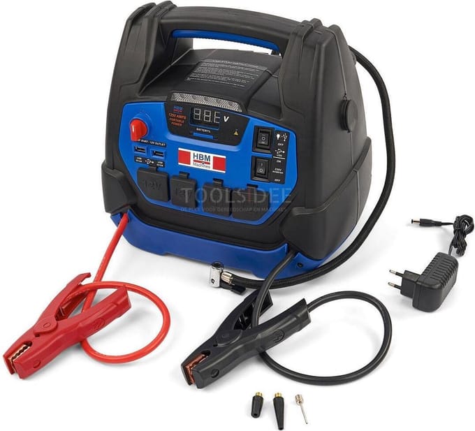 HBM Professionele Auto Startbooster, Jumpstarter Accu Booster, 230 V, 12 V, 22 Ah