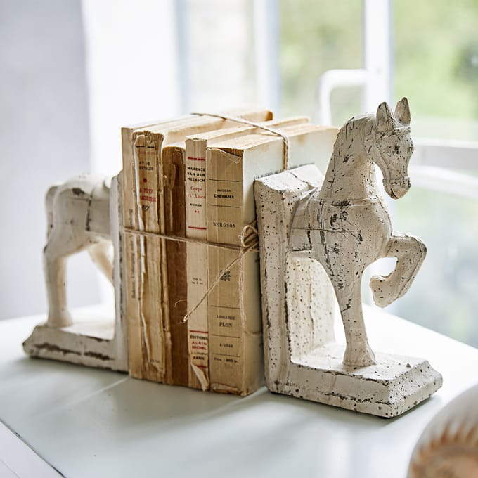 LOBERON Boekensteun set van 2 Horses crème