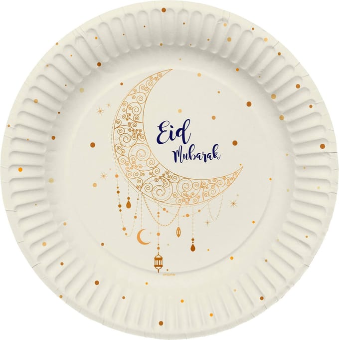 Folat - Borden (papier) - 'Eid Mubarak' - 8 stuks (23 cm)