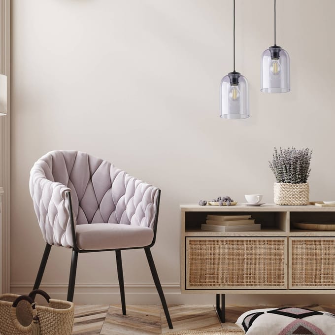 TK Lighting Hanglamp Molly, paars, Ø 14 cm, metaal/glas