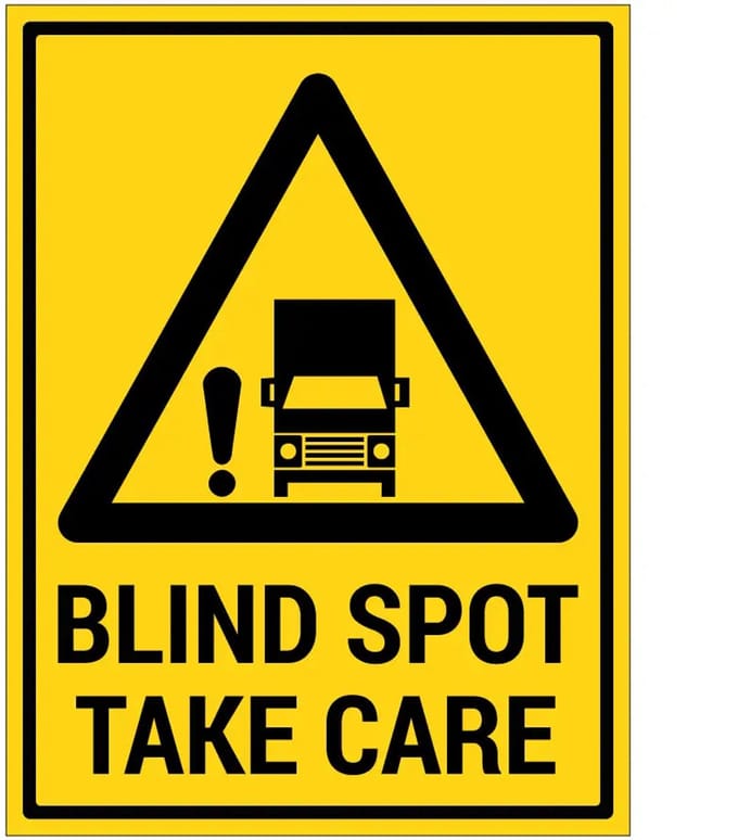 Blind spot take care sticker met tekst | 20 x 15 cm