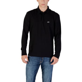 Long Sleeve Polo with Button Fastening and Round Neck - Black Polo