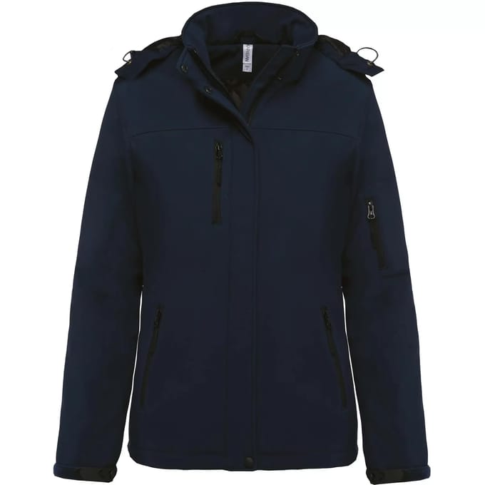 Kariban Gewatteerde softshell damesparka met capuchon K651 - Navy - M