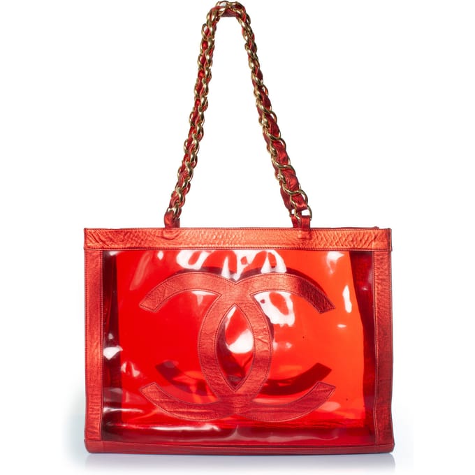Chanel, metallic Barbie plexi tas met CC 1995