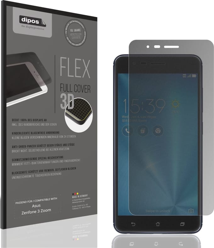 dipos FLEX – Matte Privacy Screenprotector geschikt voor Asus ZenFone 3 Zoom | Volledige Schermbescherming | Case-Friendly