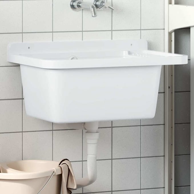vidaXL - Gootsteen - wandgemonteerd - 60x40x28 - cm - hars - wit