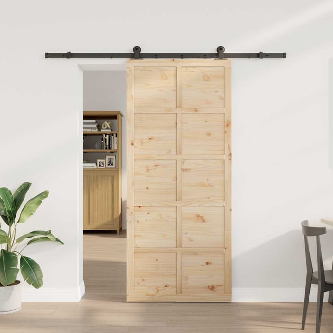 vidaXL - Schuifdeur - 100 - x - 208 - cm - Massief - grenenhout - Naturel