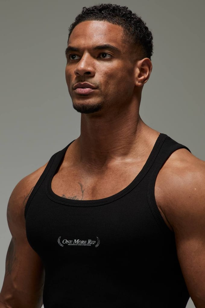 One More Rep Muscle Geribbeld Hemd | Black | Size Medium