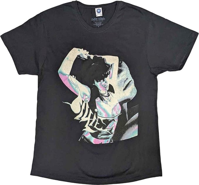 Billie Eilish - Portrait Heren T-shirt - S - Grijs