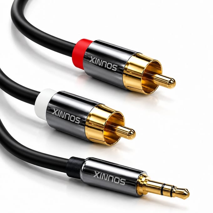 Sounix Aux naar Tulp - Jack naar Tulp - Jack 3.5mm naar Tulp Kabel - RCA Kabel - 2 meter - Zwart