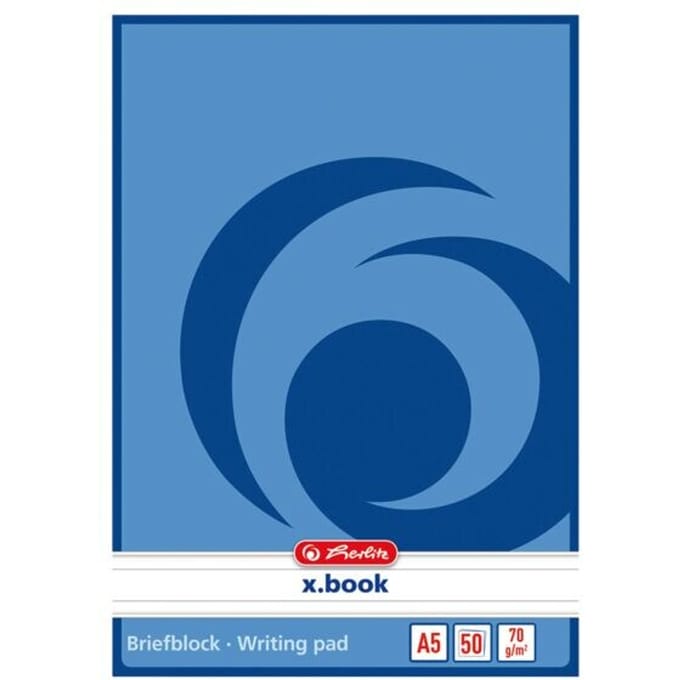 herlitz schrijfblok x.book, A5, ongeperforeerd, 50 vel, gelinieerd 70 g/m²