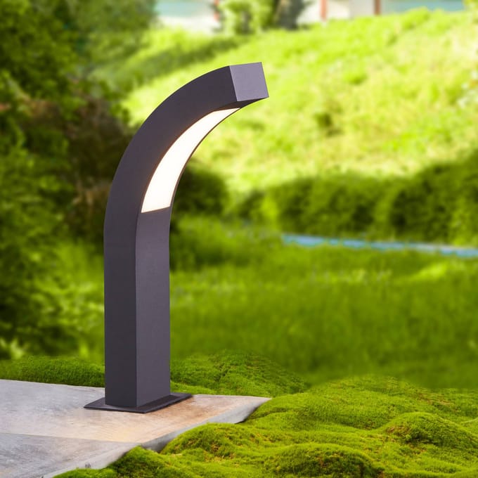 Lucande LED sokkellamp Lennik, 40 cm, antraciet, metaal