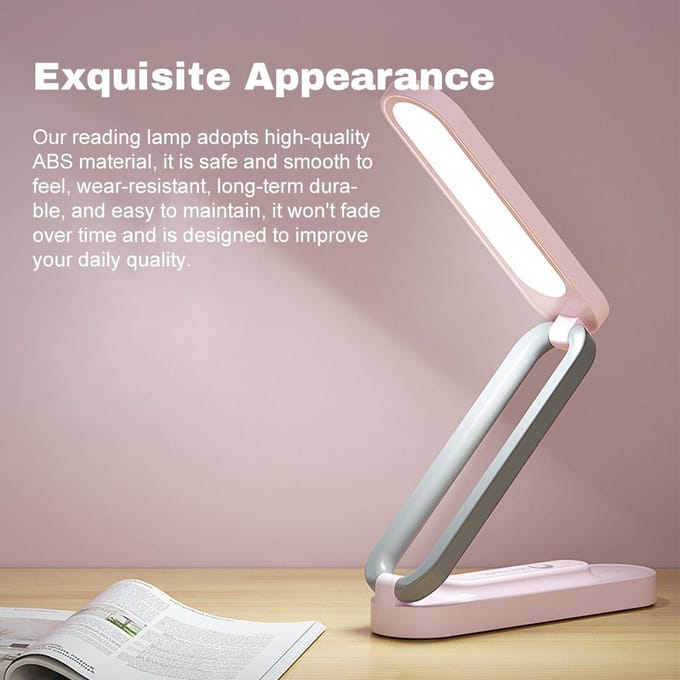 LED Bureaulamp 3 Helderheden Dimbare Oogvriendelijke Tafellampen Oplaadbare Opvouwbare Leeslamp voor roze
