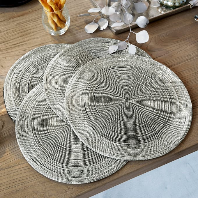 LOBERON Placemat set van 4 Barningham zilverkleurig