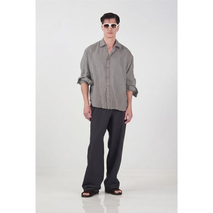 Overgroot Linnenmix Lange Mouwen Shirt