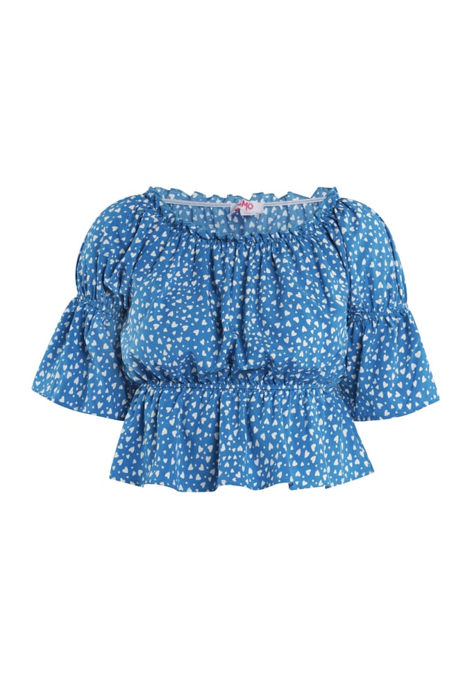 Mymo Blouse met hartjesprint Dames blauw