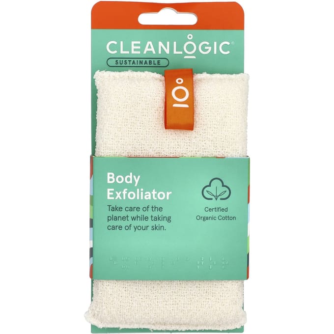 CleanLogic, duurzame, full body exfoliator, wit, 1 stuk blue