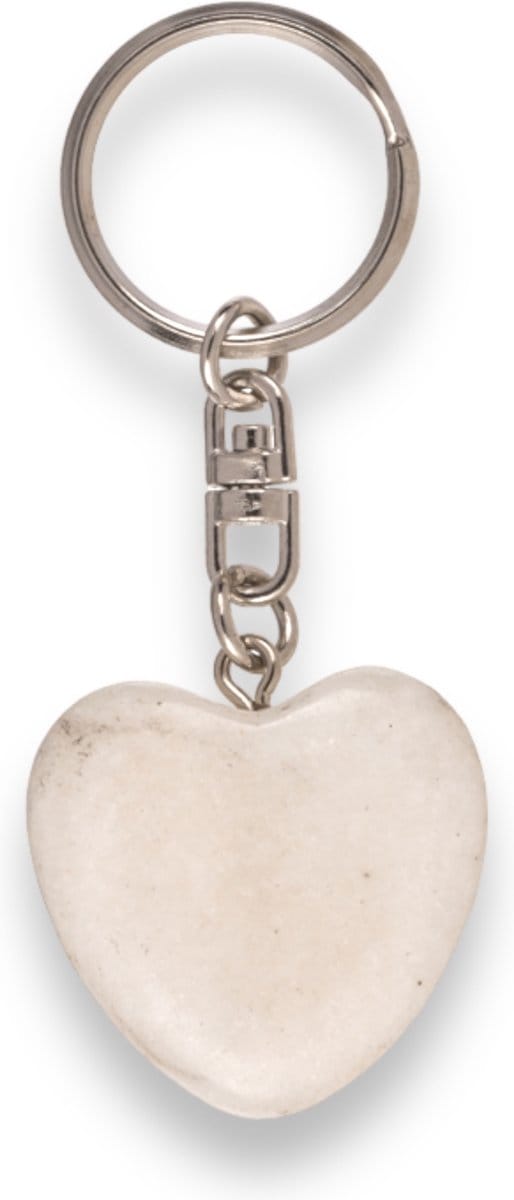 Sleutelhanger Hartje van Steen Beige/Wit
