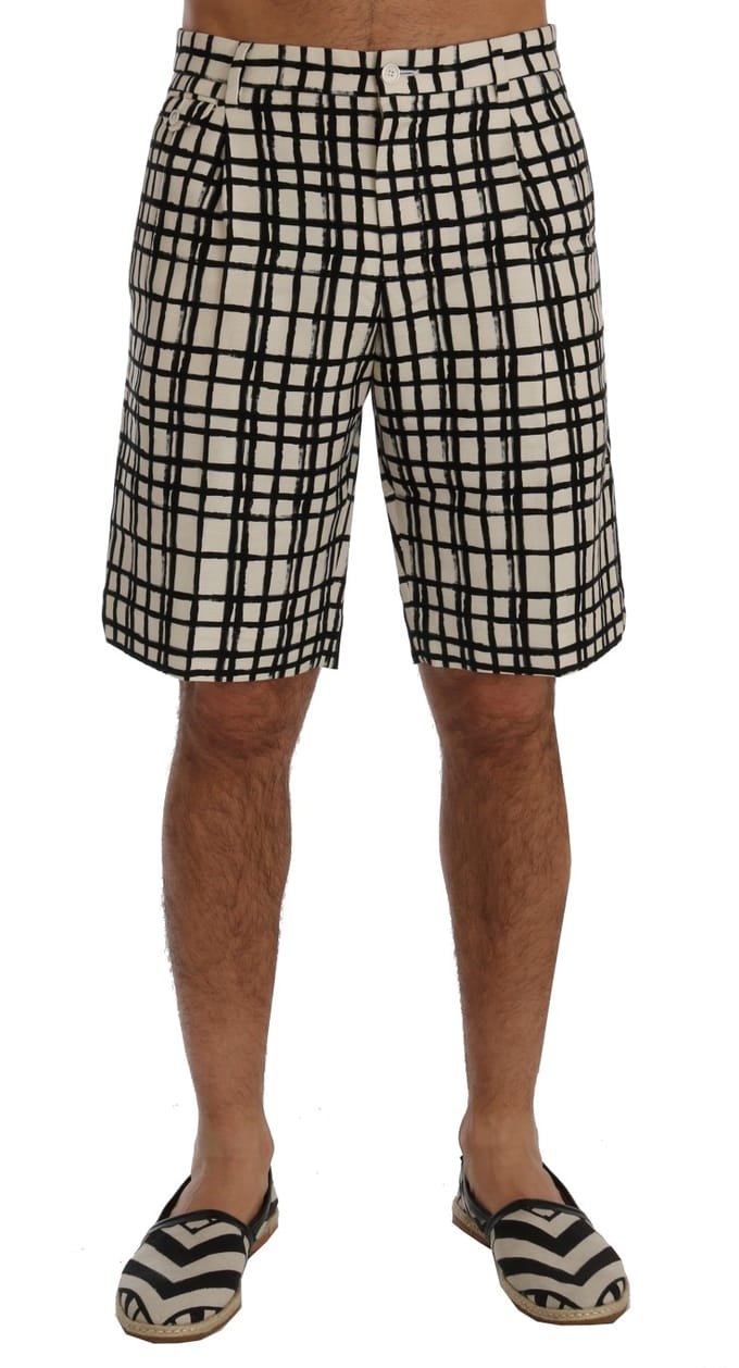 Casual Shorts Zwart Witte Ruit