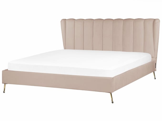 MIRIBEL - Tweepersoonsbed - Taupe - 180x200 - Fluweel