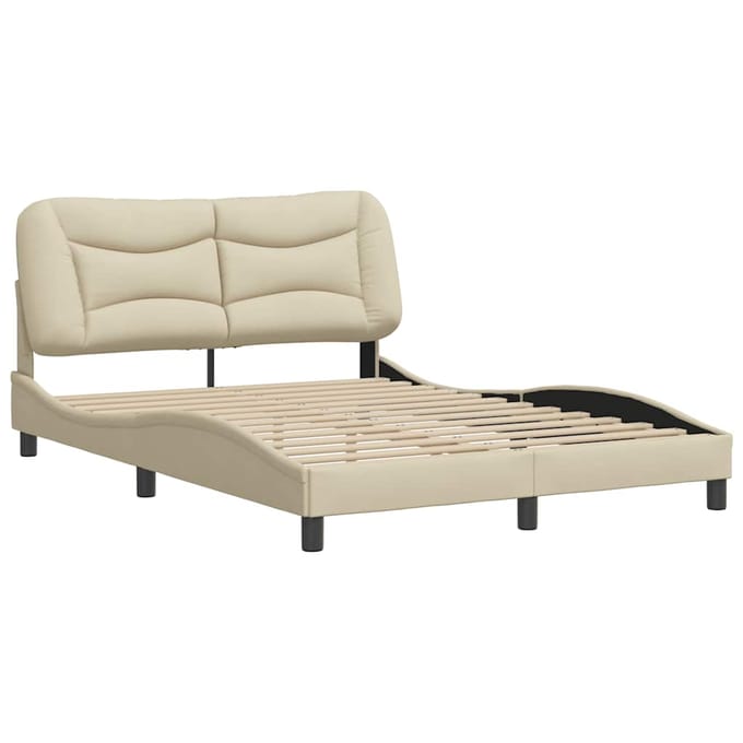 vidaXL - Bedframe - zonder - matras - "Hvar" - 120x200 - cm - stof - crèmekleurig