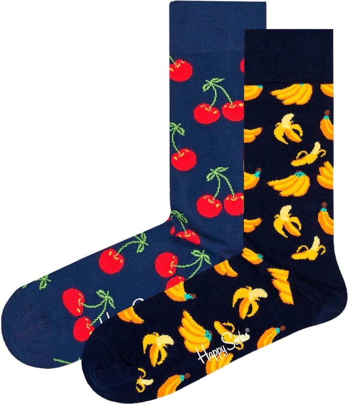 Happy Socks 2paar sokken - Heren & Dames - Maat 41-46 - eten, fruit, kers