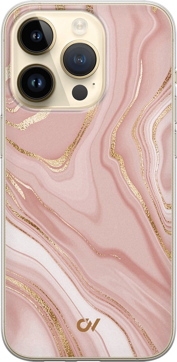 Hoesje geschikt voor Apple iPhone 14 Pro - Rose Marble - - Roze - Apple - Casevibes