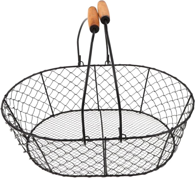 Opslagmand - Houtskoolmand - Haardhout Opslag - Robuuste Constructie - 35.5 cm - Zwart