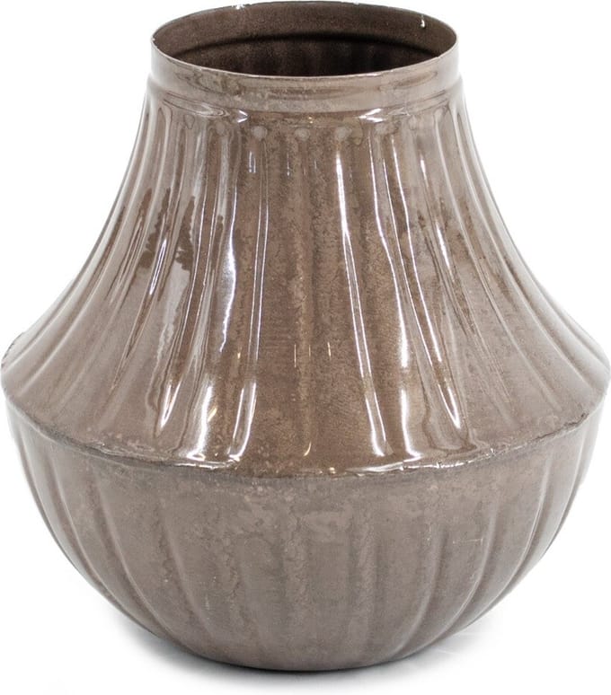 HomeBound by KY | Vaas metaal brown marble | 7x14x14cm | bloemenvaas bruin