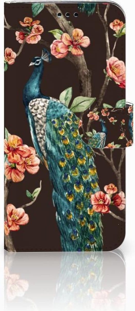 Samsung Galaxy S9 Plus Telefoonhoesje met Pasjes Pauw met Bloemen