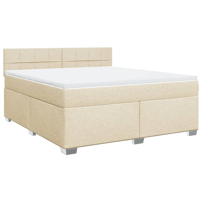 vidaXL - Boxspring - met - matras - stof - crèmekleurig - 180x200 - cm
