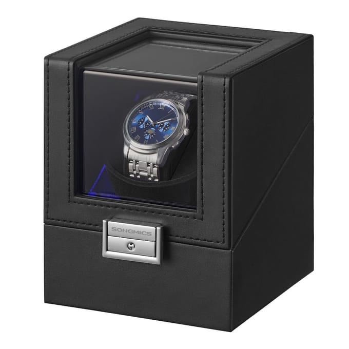 SONGMICS - Horloge Doos - Horlogewinder - Stil Werking - LED Verlichting - 4 Opwindmodi