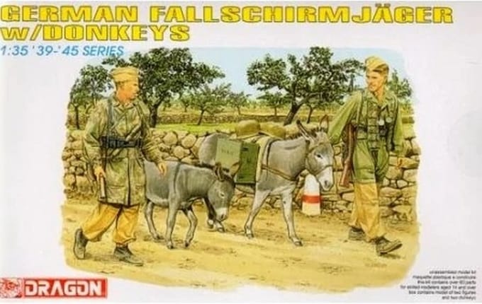 Dragon Modelbouwpakket Militaire voertuigen - 6077 German Fallschirmjager - w/Donkeys Plastic - 1:35 - Modelbouw