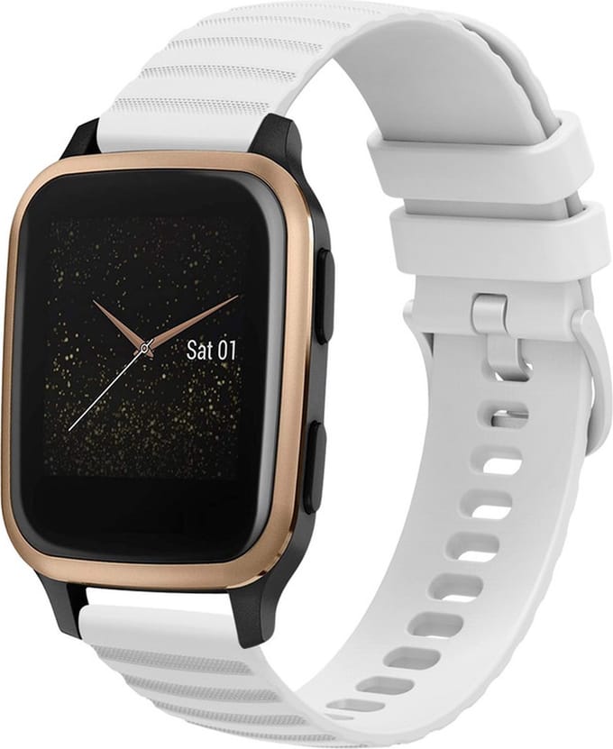 Siliconen bandje - geschikt voor Amazfit GTS / GTS 2(E) / GTS 2 Mini / GTS 3 / 4 (Mini) / Bip (S) / Bip U (Pro) / Bip Lite / Bip 3 (Pro) / GTR 42 mm / Pop (Pro) / Active (2) - wit