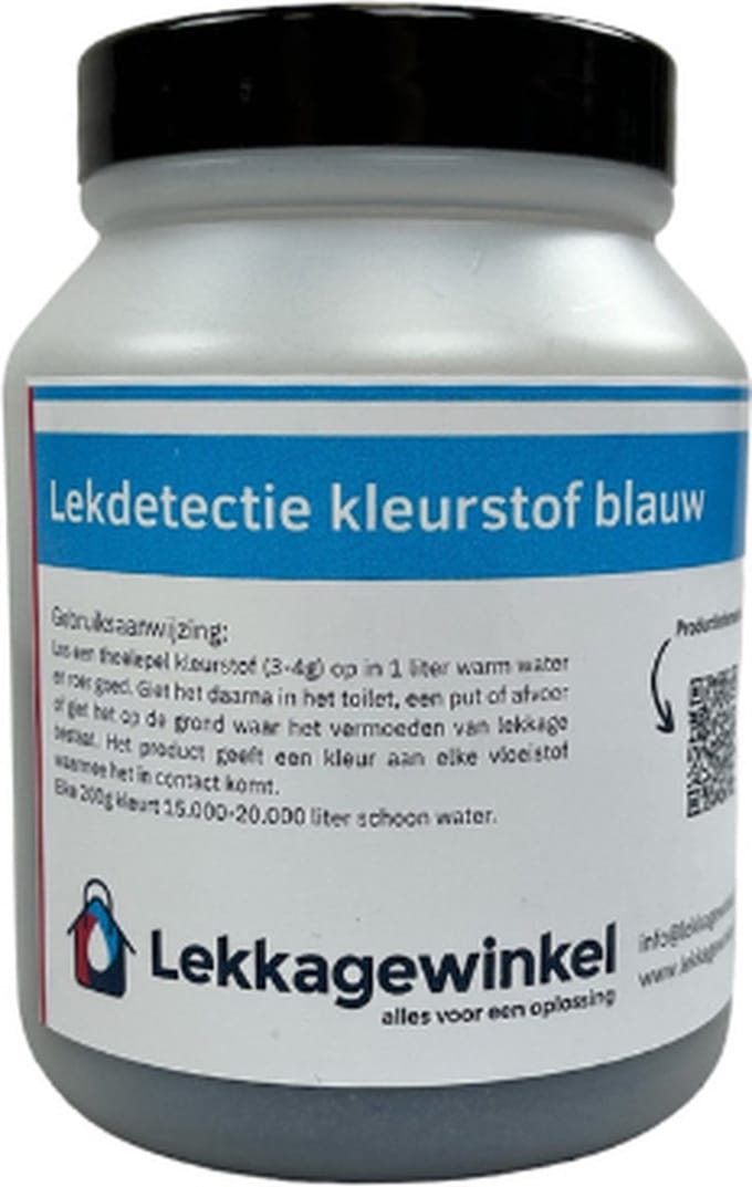 Lekdetectie kleurstof blauw 200 gram - riool - traceer - lekkage - waterlekkage
