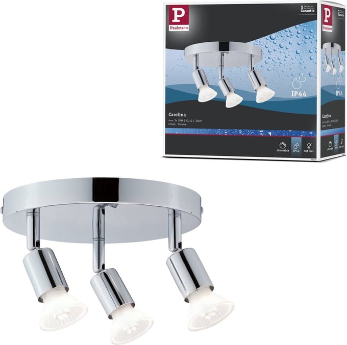 Spotlight Carolina IP44 GU10 230V max. 3x10W dimbaar Chroom
