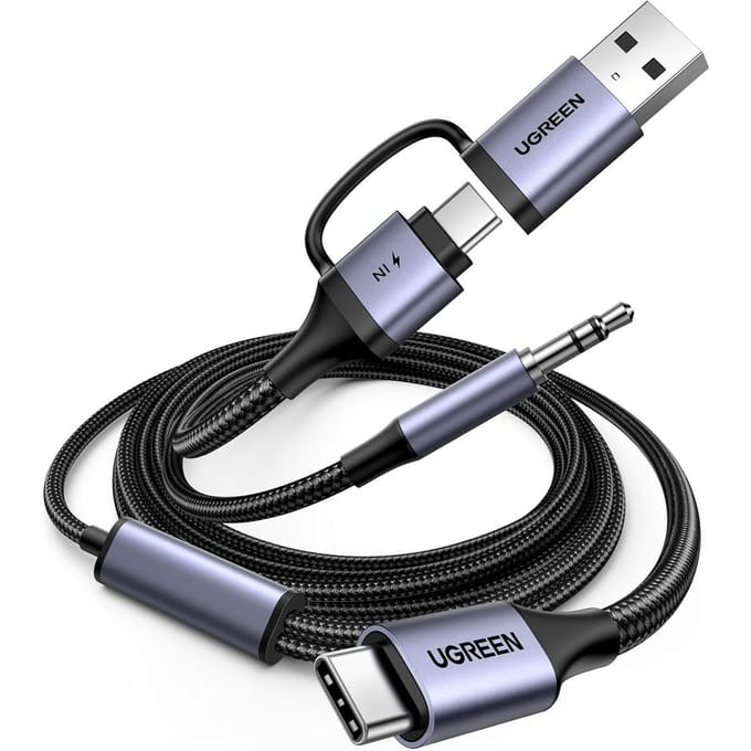 Adapter audio met laadfunctie 2-in-1 USB-C - USB-A/C minijack - zwart