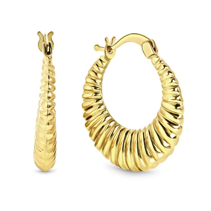 Juwelier Emo - Geelgouden Oorbellen Schelp model – 14 Karaat - LARGE – Diameter 16 MM