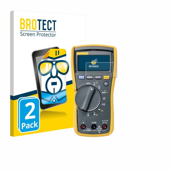 BROTECT - Screenprotector voor Fluke MultiMeter 115 - Folie Beschermfolie transparant 2 Stuks
