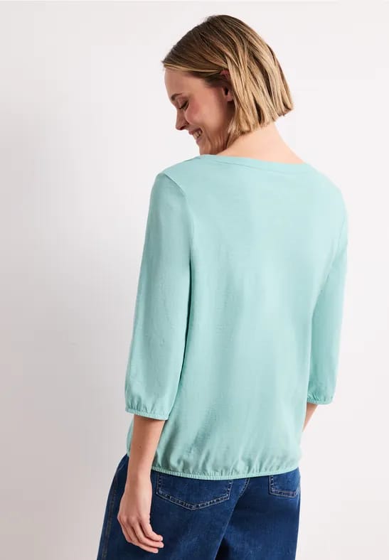 Shirt met 3/4-mouwen, split neck en knopen