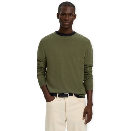 Trui Selected Noos Berg Crew Neck Knit - Kalamata/Melange