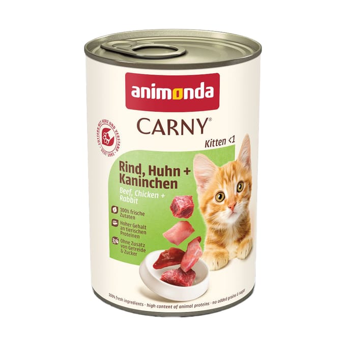 12x400g Kitten Rund, Kip & Konijn animonda Carny Kattenvoer