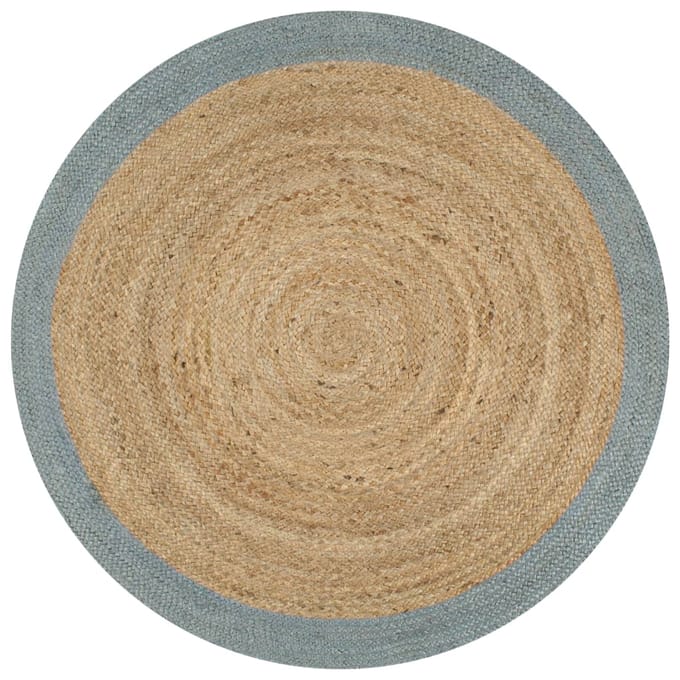 vidaXL - Vloerkleed - handgemaakt - met - olijfgroene - rand - 90 - cm - jute