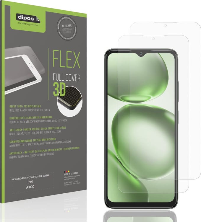 dipos FLEX – 2x Matte Screenprotector geschikt voor Itel A100 | Volledige Schermbescherming | Case-Friendly