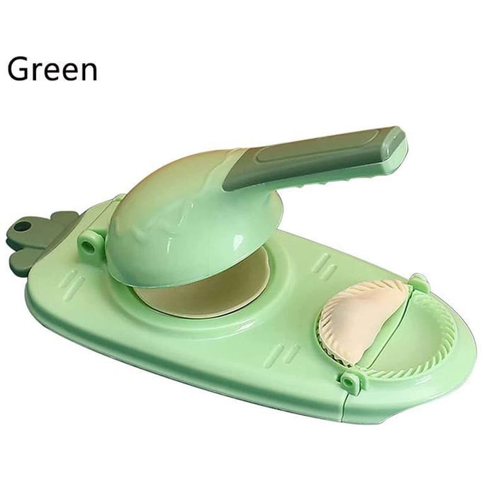 Fabricant de boulettes portable 2 en 1, artefact de peau de raviolis à faire soi-même, emballage et presse de boulettes vert