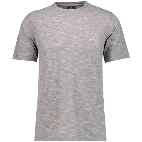 Ragman T-Shirt Soft Knit Fine Stripe Round Neck Grijs Melange / male