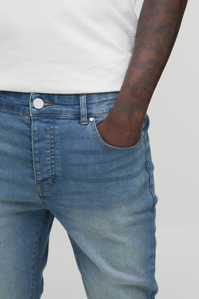 Essential Skinny Fit Stretch Washed Jeans | Antique Blue | Size 50S