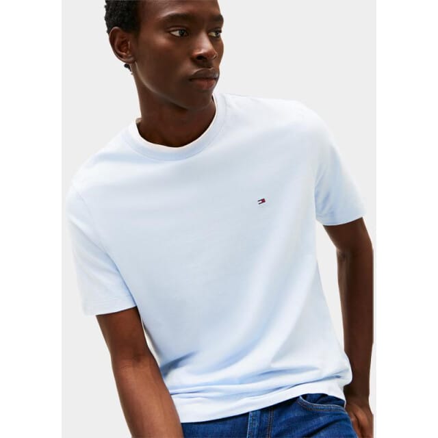 Tommy Hilfiger Flag Embroidery T-shirt Sky Blue Größe: L | Basic T-Shirts Outlet | Herren | Blau